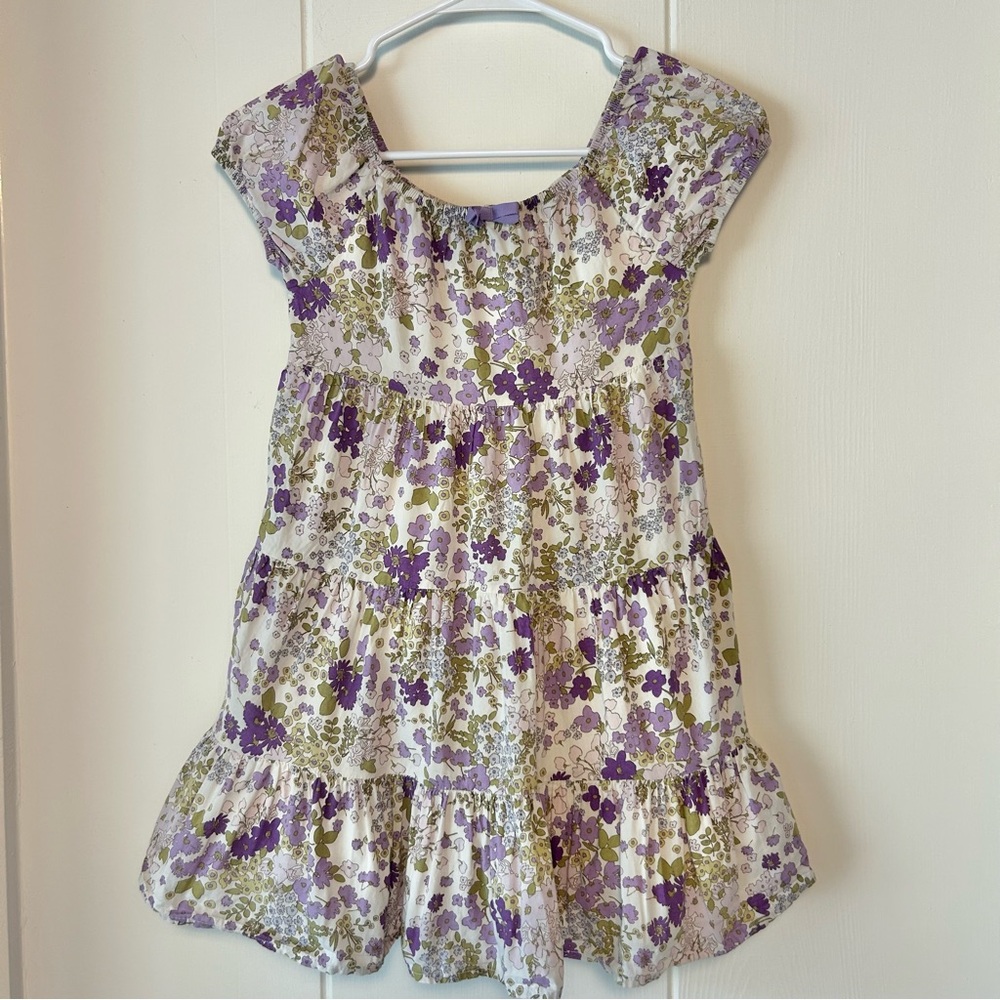 Gymboree Purple Floral Tiered Cotton Skirt size 7 youth